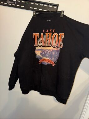 State of Mind Black Crewneck Sweatshirt with Orange Accent